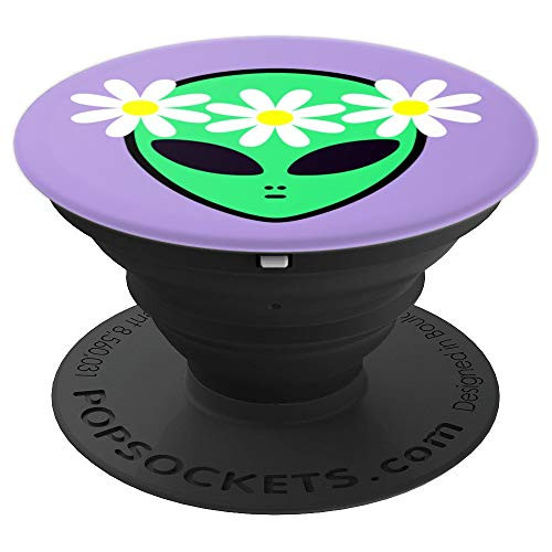 Alien Head Face ~ Cute Flower Crown Hippie Rave Festival PopSockets Grip and Stand for Phones and Tablets