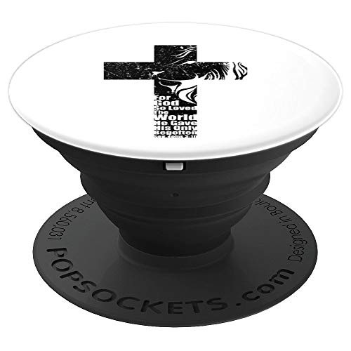 John 3:16 Bible Verse Gifts Christian Cross Lion Men Women PopSockets Grip and Stand for Phones and Tablets