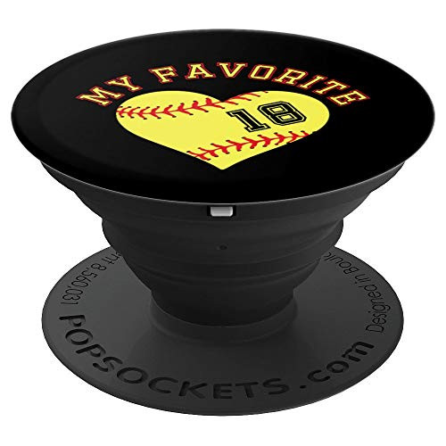Softball Player #18 Jersey No 18 gadget Sport Fan Gift PopSockets Grip and Stand for Phones and Tablets Softball Player #18 Jersey No 18 gadget Sport Fan Gift PopSockets Grip and Stand for Phones and Tablets