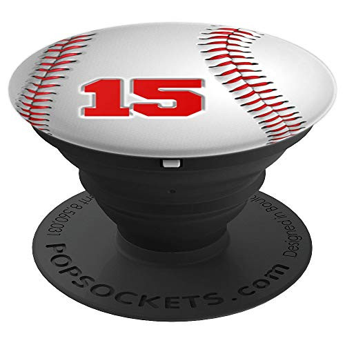 Baseball Player Number 15 Baseball Player #15 PopSockets Grip and Stand for Phones and Tablets