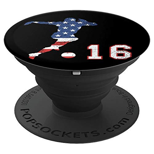 Soccer player number 16 with American USA flag phone stand PopSockets Grip and Stand for Phones and Tablets Soccer player number 16 with American USA flag phone stand PopSockets Grip and Stand for Phones and Tablets