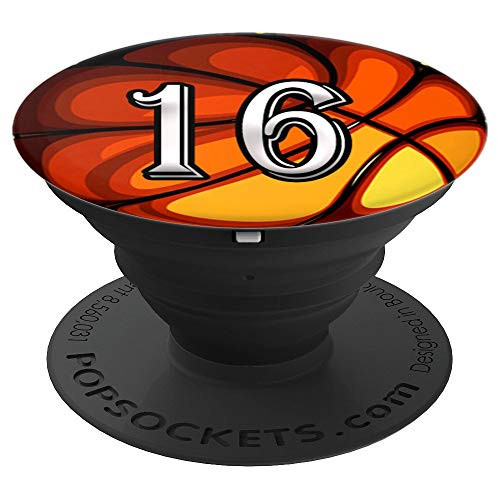 cool Basketball fan number sixteen # 16 Perfect basketball PopSockets Grip and Stand for Phones and Tablets