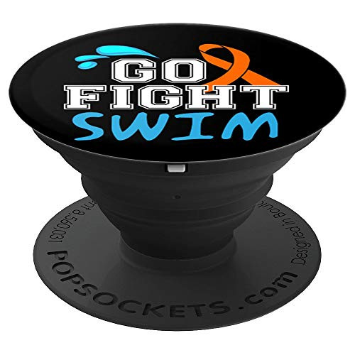 Go Fight Swim Leukemia Cancer Awareness Ribbon PopSockets Grip and Stand for Phones and Tablets Go Fight Swim Leukemia Cancer Awareness Ribbon PopSockets Grip and Stand for Phones and Tablets