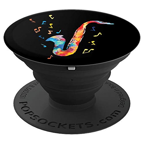 Jazz Saxophone Player Colorful Watercolor Art Sax Musician PopSockets Grip and Stand for Phones and Tablets