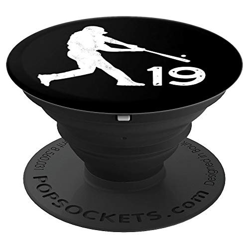#19 Number 19 - Baseball Gift for Teens Boys Men Black PopSockets Grip and Stand for Phones and Tablets