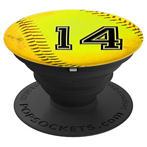 Softball Number #14 Player Number - Softball PopSockets Grip and Stand for Phones and Tablets