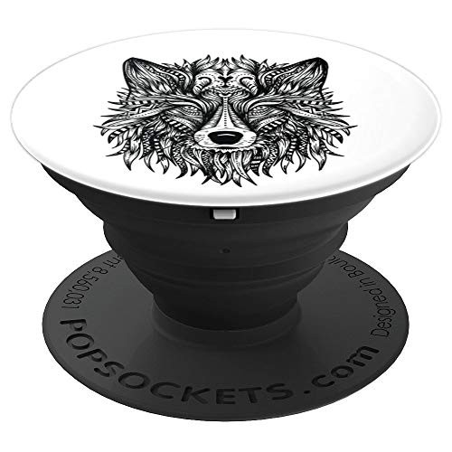 Beautiful Wolf Head Tribal Mandala Tattoo Art PopSockets Grip and Stand for Phones and Tablets Beautiful Wolf Head Tribal Mandala Tattoo Art PopSockets Grip and Stand for Phones and Tablets