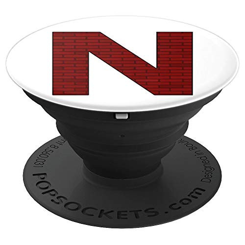 N Brick Wall Red Block Monogram Initial Capital Letter PopSockets Grip and Stand for Phones and Tablets