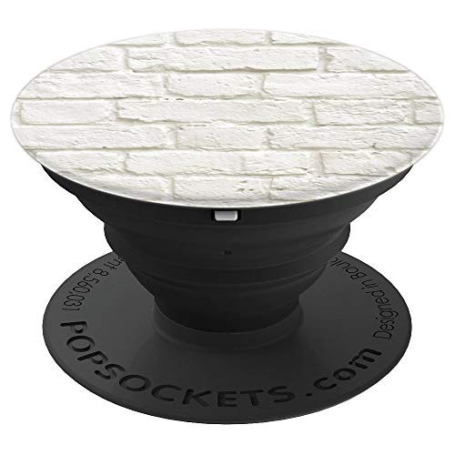 White Brick White Mortar Wall Pattern Design PopSockets Grip and Stand for Phones and Tablets