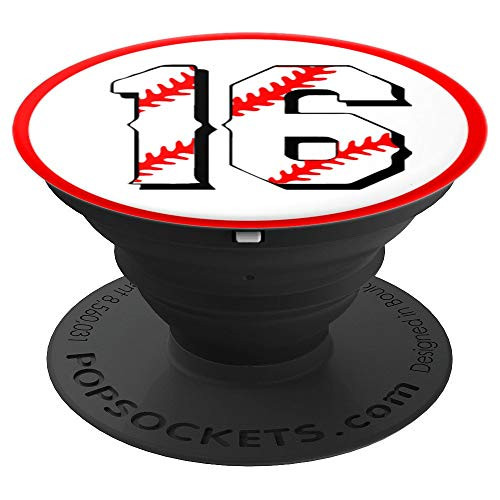 Cool Baseball number sixteen # 16 Perfect baseball player PopSockets Grip and Stand for Phones and Tablets