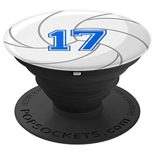 Volleyball Monogram Number 17 PopSockets Grip and Stand for Phones and Tablets