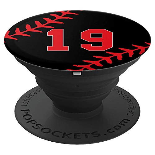 Baseball Jersey Uniform Number 19 Ball Player Gift for Guys PopSockets Grip and Stand for Phones and Tablets