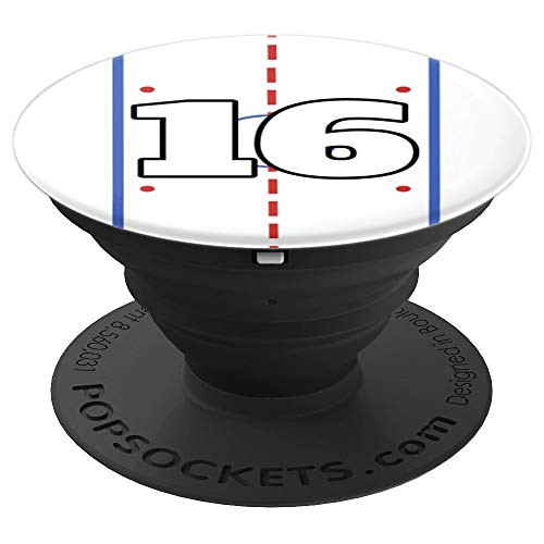 Hockey Custom Jersey Number 16 Sixteen Gift Ice Hockey PopSockets Grip and Stand for Phones and Tablets