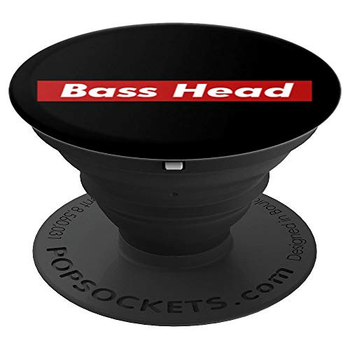 Bass Head Text in a Red Box for the EDM Lovers PopSockets Grip and Stand for Phones and Tablets