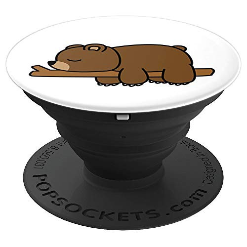 Hand Drawn Art Cartoon Cute Lazy Not Today Bear Nap PopSockets Grip and Stand for Phones and Tablets