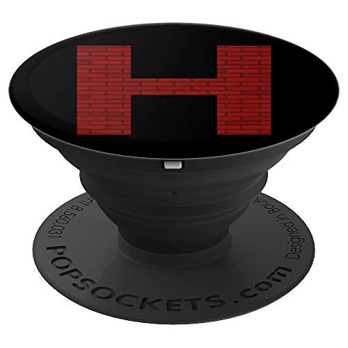 H Brick Wall Red Block Monogram Initial Capital Letter PopSockets Grip and Stand for Phones and Tablets