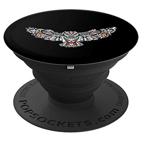Owl Bird Art - Black PopSockets Grip and Stand for Phones and Tablets