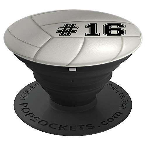 Volleyball Player Jersey Number 16 PopSockets Grip and Stand for Phones and Tablets