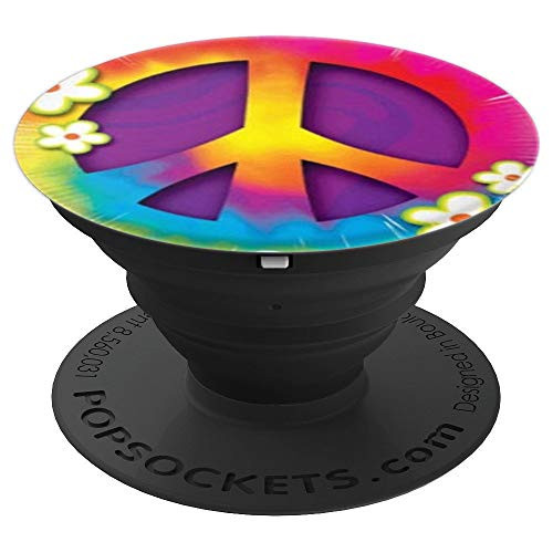 Psychedelic Peace Sign Symbols Tie Dye Hippie Art v178 PopSockets Grip and Stand for Phones and Tablets