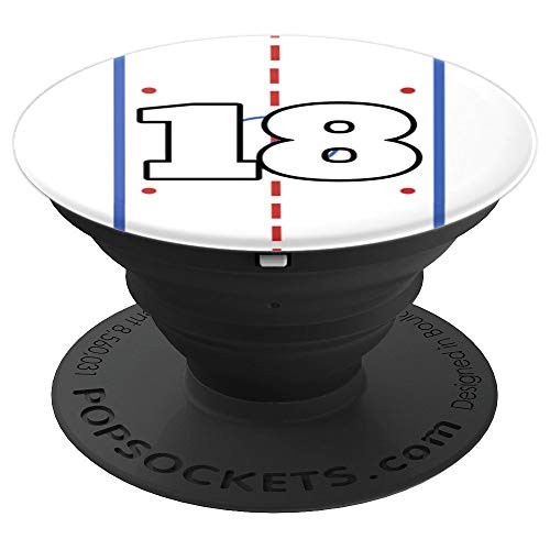Hockey Custom Jersey Number 18 Eighteen Gift Ice Hockey PopSockets Grip and Stand for Phones and Tablets