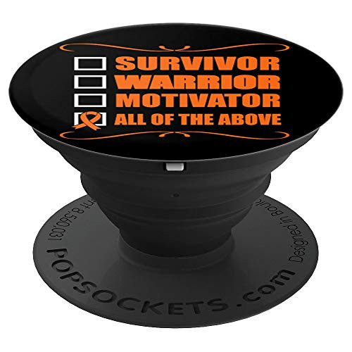Survivor Checklist Leukemia Cancer Awareness Ribbon PopSockets Grip and Stand for Phones and Tablets