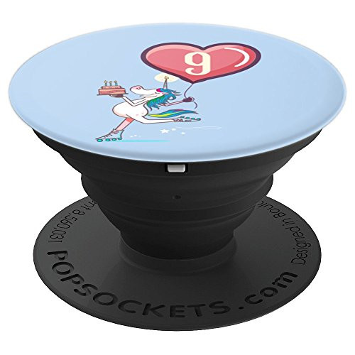 Skating UNICORN 9 year old | 9th Birthday Girl Art Gift PopSockets Grip and Stand for Phones and Tablets