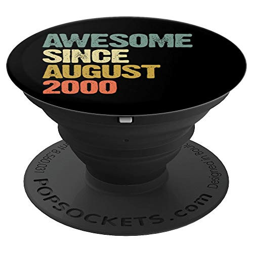 Awesome Since August 2000 19 Years Old 19th Birthday Gift PopSockets Grip and Stand for Phones and Tablets