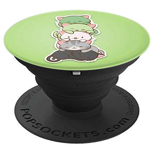 Aromantic Pride Kawaii Cats - Cute LGBTQ Anime Art PopSockets Grip and Stand for Phones and Tablets
