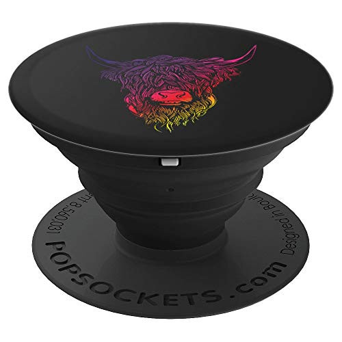 Scottish Highland Cattle Cow Bull Head Breeder Gift PopSockets Grip and Stand for Phones and Tablets