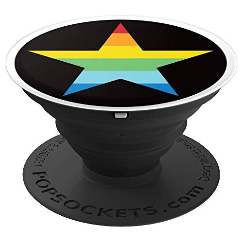Bright Colored Rainbow Striped Star PopSockets Grip and Stand for Phones and Tablets