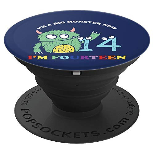 Happy 14th Bday Fourteen 14 Year Old Monster Birthday Party PopSockets Grip and Stand for Phones and Tablets