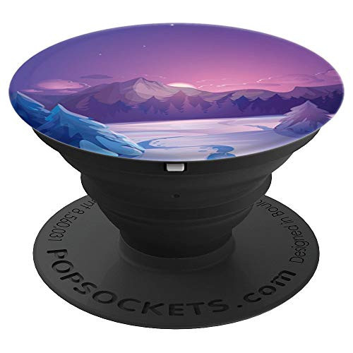 Winter Mountain Pop Mount Socket Night Art Work Pink Sunrise PopSockets Grip and Stand for Phones and Tablets