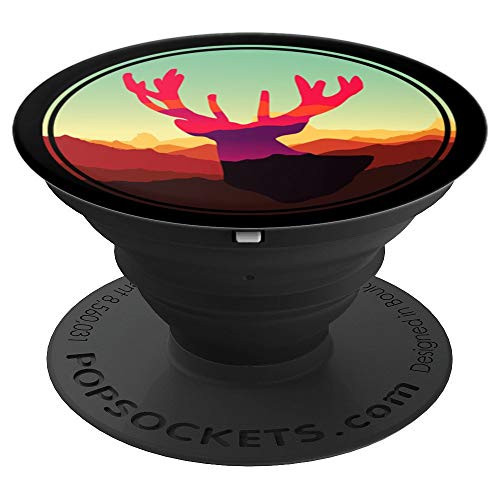 Mountain & Buck Head Antlers in Nature Hunters Gift - Deer PopSockets Grip and Stand for Phones and Tablets