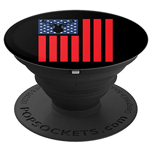 Buck Antlers Hunting American Flag Deer Hunter Buckwear Art PopSockets Grip and Stand for Phones and Tablets