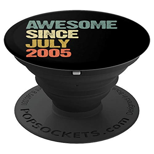 Awesome Since July 2005 14 Years Old 14th Birthday Gift PopSockets Grip and Stand for Phones and Tablets
