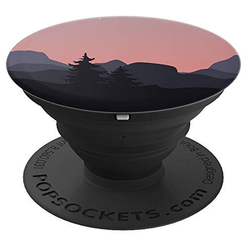 Mountain Pop Mount Socket Night Art Work Tree Pink Sky PopSockets Grip and Stand for Phones and Tablets