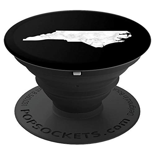 White Marble North Carolina NC State Map Art PopSockets Grip and Stand for Phones and Tablets