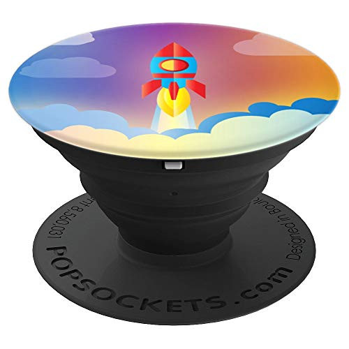 Funny Retro Art Aesthetic Rocket in Space PopSockets Grip and Stand for Phones and Tablets