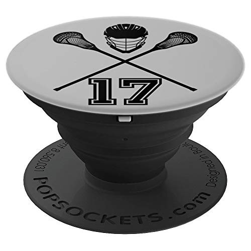 Lacrosse Jersey Number 17 Lax Player No #17 Sports Fan Gift PopSockets Grip and Stand for Phones and Tablets