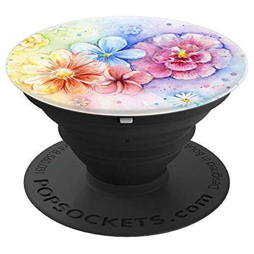 Rainbow Flowers painting art PopSockets Grip and Stand for Phones and Tablets