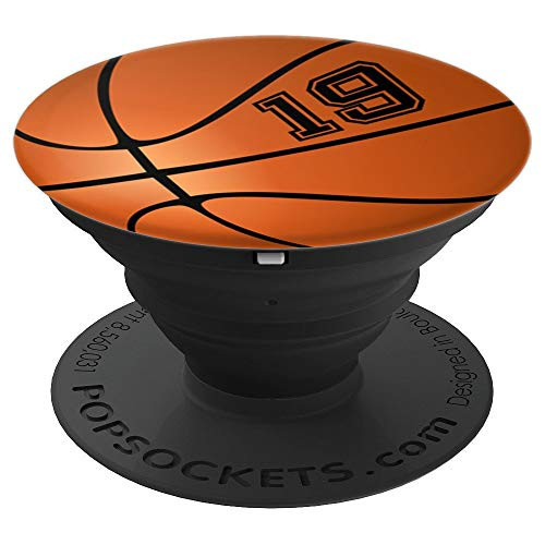 Basketball Player #19 Jersey No 19 Uniform Number Ball Gift PopSockets Grip and Stand for Phones and Tablets