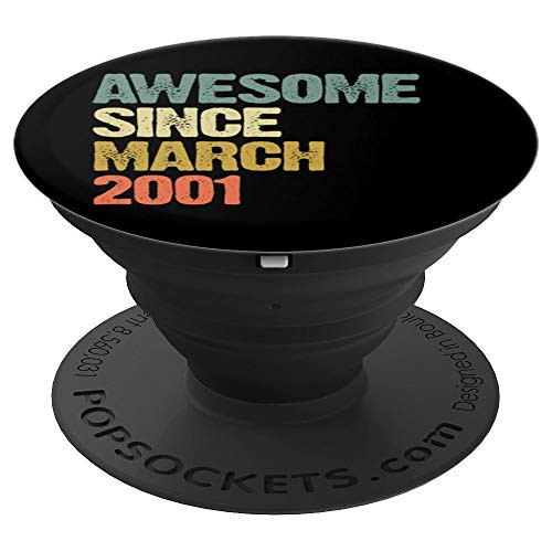Awesome Since March 2001 18 Years Old 18th Birthday Gift PopSockets Grip and Stand for Phones and Tablets