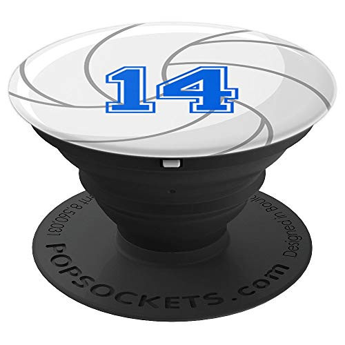 Volleyball Monogram Number 14 PopSockets Grip and Stand for Phones and Tablets