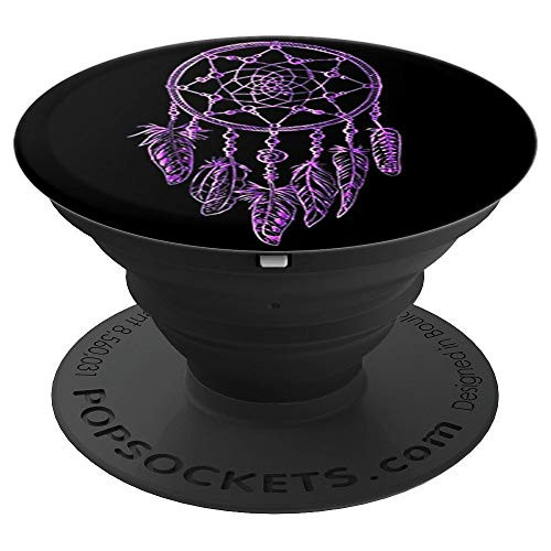 Purple Boho Dreamcatcher Design Native American Art on Black PopSockets Grip and Stand for Phones and Tablets