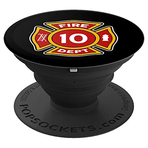 Fire 10 Dept Art Firefighter Hero 10th Birthday Boys Gift PopSockets Grip and Stand for Phones and Tablets