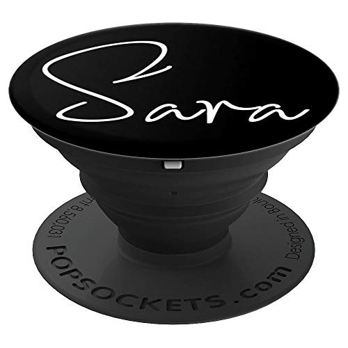 Sara Name White on Black - Sara PopSockets Grip and Stand for Phones and Tablets