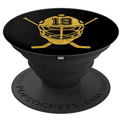 Hockey Player #19 Jersey No 19 Cool Helmet Gadget Gift PopSockets Grip and Stand for Phones and Tablets