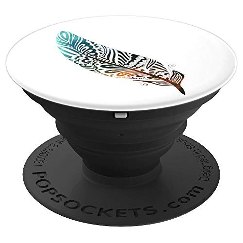 Native American Indian Feather Colorful Art PopSockets Grip and Stand for Phones and Tablets
