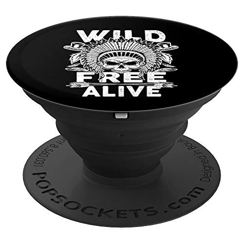 Native American Skull Headdress Feathers Men Women PopSockets Grip and Stand for Phones and Tablets