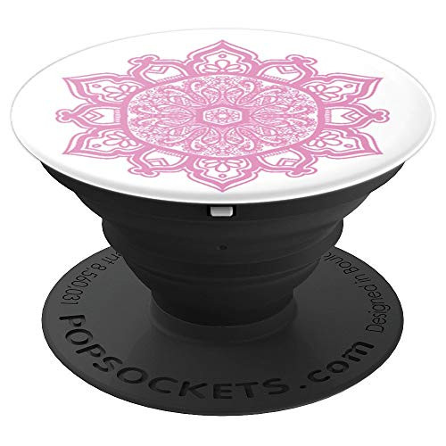 Pink Colored Mandala Design PopSockets Grip and Stand for Phones and Tablets
